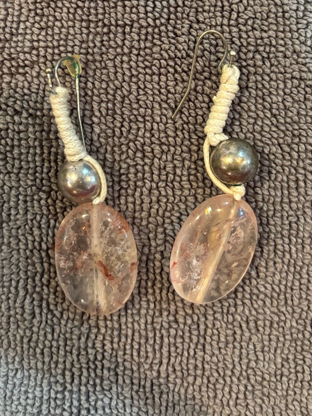 Rose Crystal Drop Earrings with Rope Accent